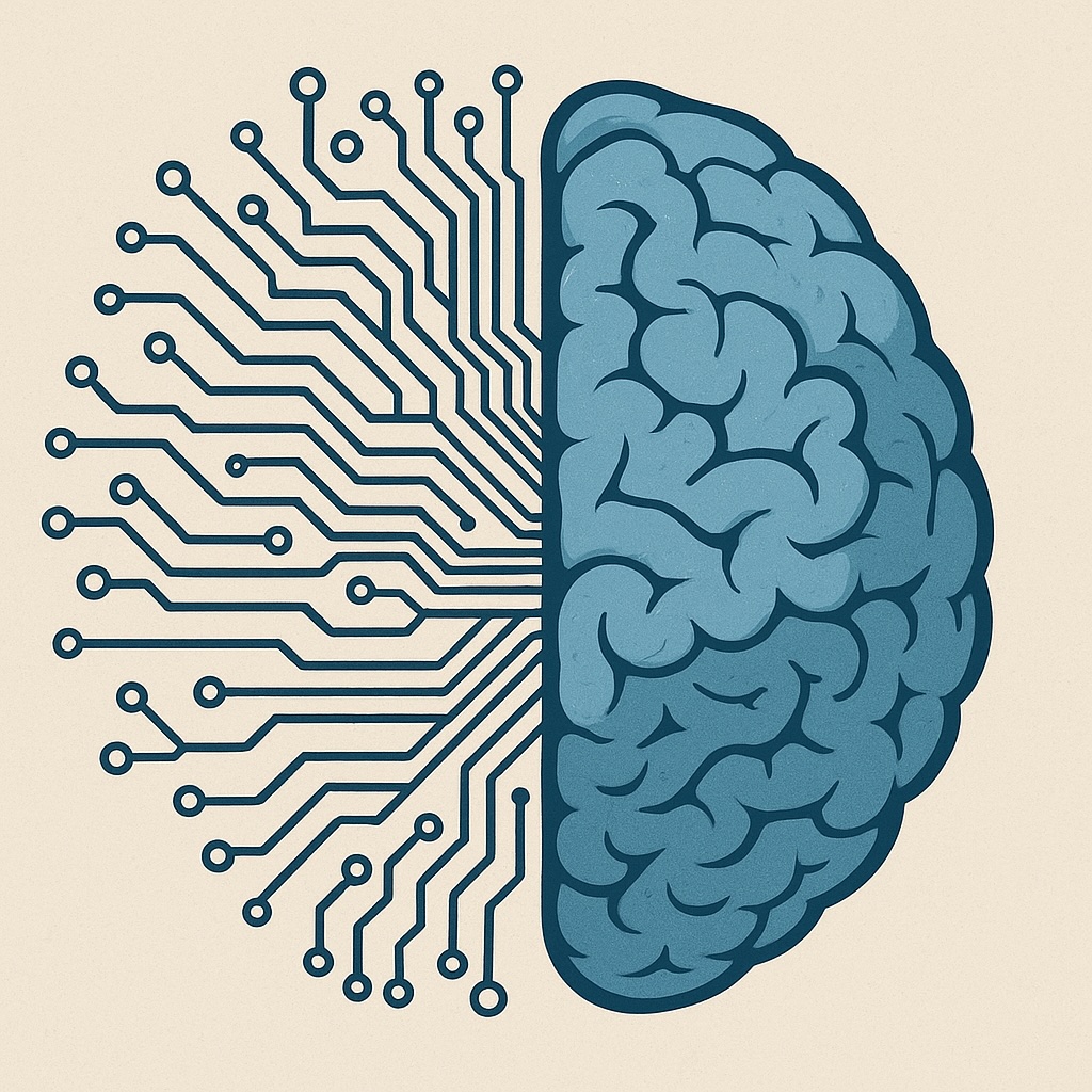 A rendering of technology and a brain.